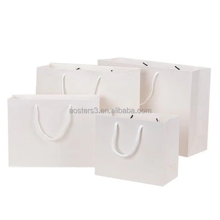 Custom Luxury Clothing Retail Packing Bag White Gift Bag Paper Shopping Packaging Bag