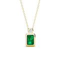 925 Sterling Silver Lab Grown Vivid Green Emerald Gold Simple Gemstone Pendant Necklace Jewelry for Women Destiny Jewellery