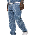 2026 Trendy Jeans Men Denim Jeans Pant Trousers Man Clothing Custom Laser Engraving Printing Denim Jeans Manufacturers