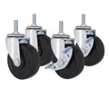 Custom Box 4-Pack 3 Inch PVC Iron Swivel Side Brake Caster Wheels Postmodern Design Warehouse Use 3/8" X 1" Threaded Stem