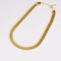 Mesh 8mm Watch Chain Necklace Bangle Ladies Charm Bracelet Sets 18k Gold Plated Stainless Steel Tarnish Free