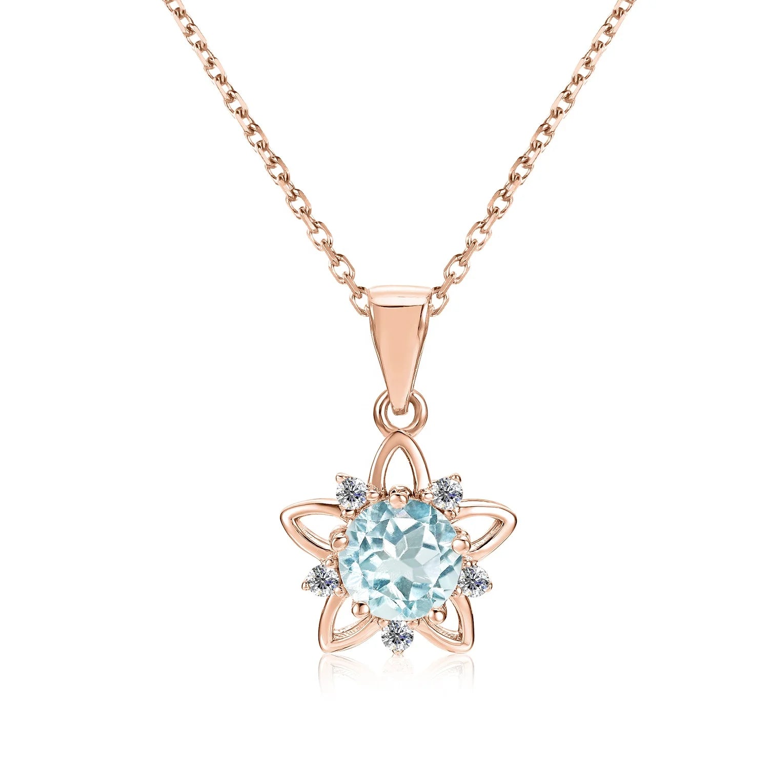 925 Sterling Silver Natural Gemstone Sky Blue Topaz Stone Star Pendant Necklace Jewelry for Women Destiny Jewellery