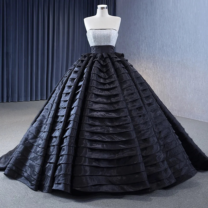 Jancember 231110 Shiny Contrast Color Strapless Empire Ball Gown Evening Dresses