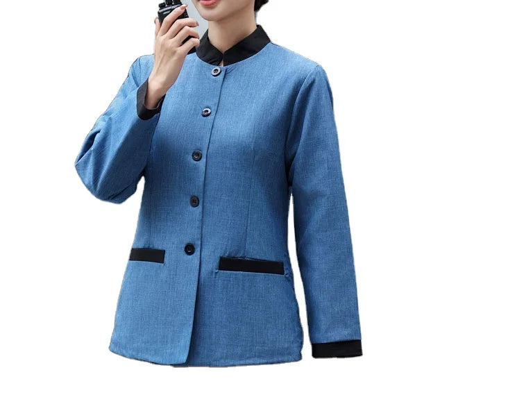 Oem Customized logo Design Long-sleeved Work Attire for Cleaning Housekeeping Hospital Cleaning Uniform