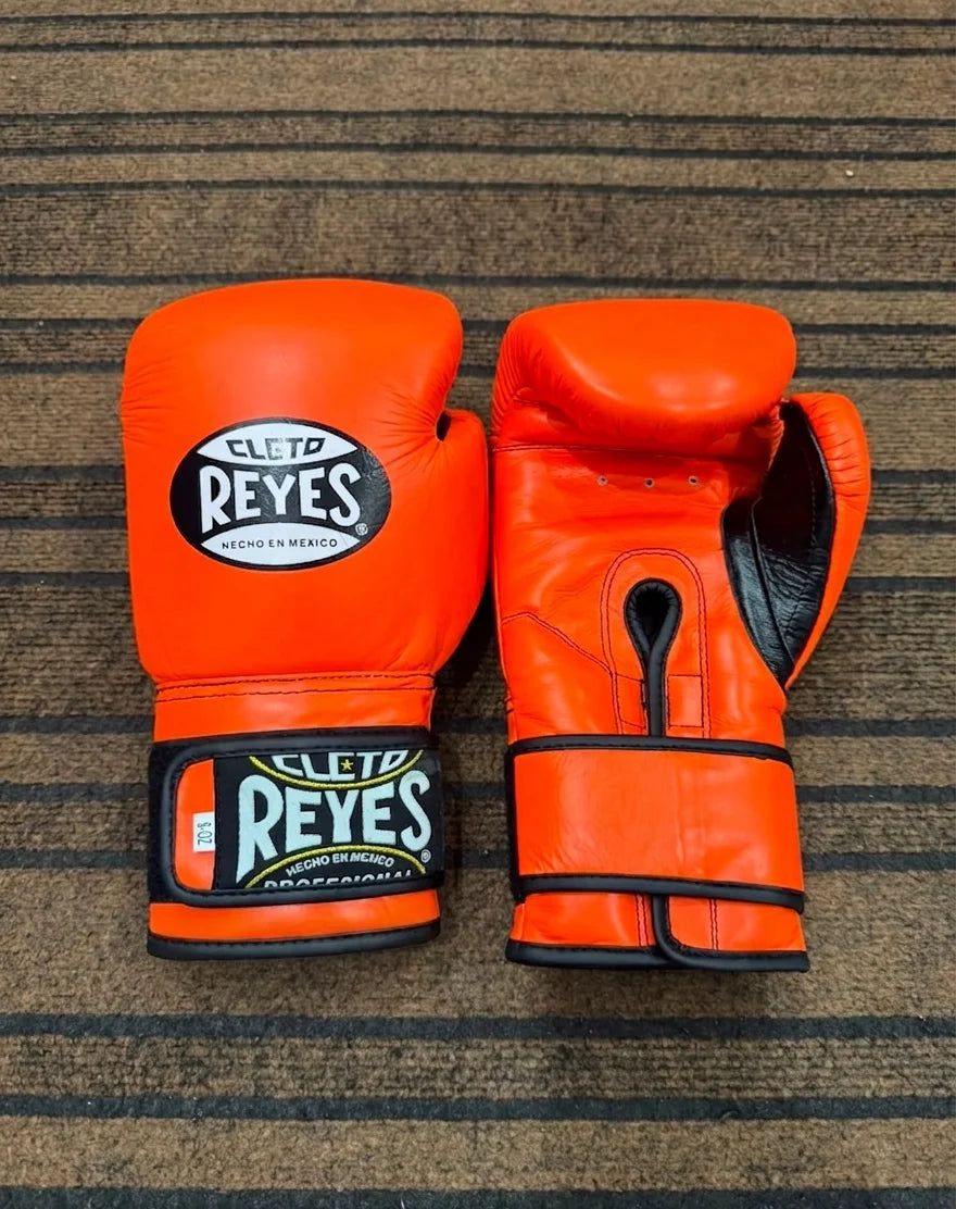 Custom Logo Mexican Style Hook And Loop Sparring Training Premium Cowhide Leather Boxing Gloves - Orange