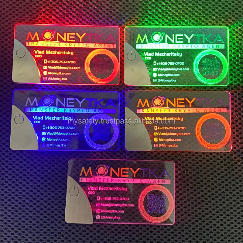 LED Custom PVC Plastic Digital NFC Luxury Label UV Printing Promotional Thank You Cards Battery Powered Touch Pad Japan 2mm MegaBDM