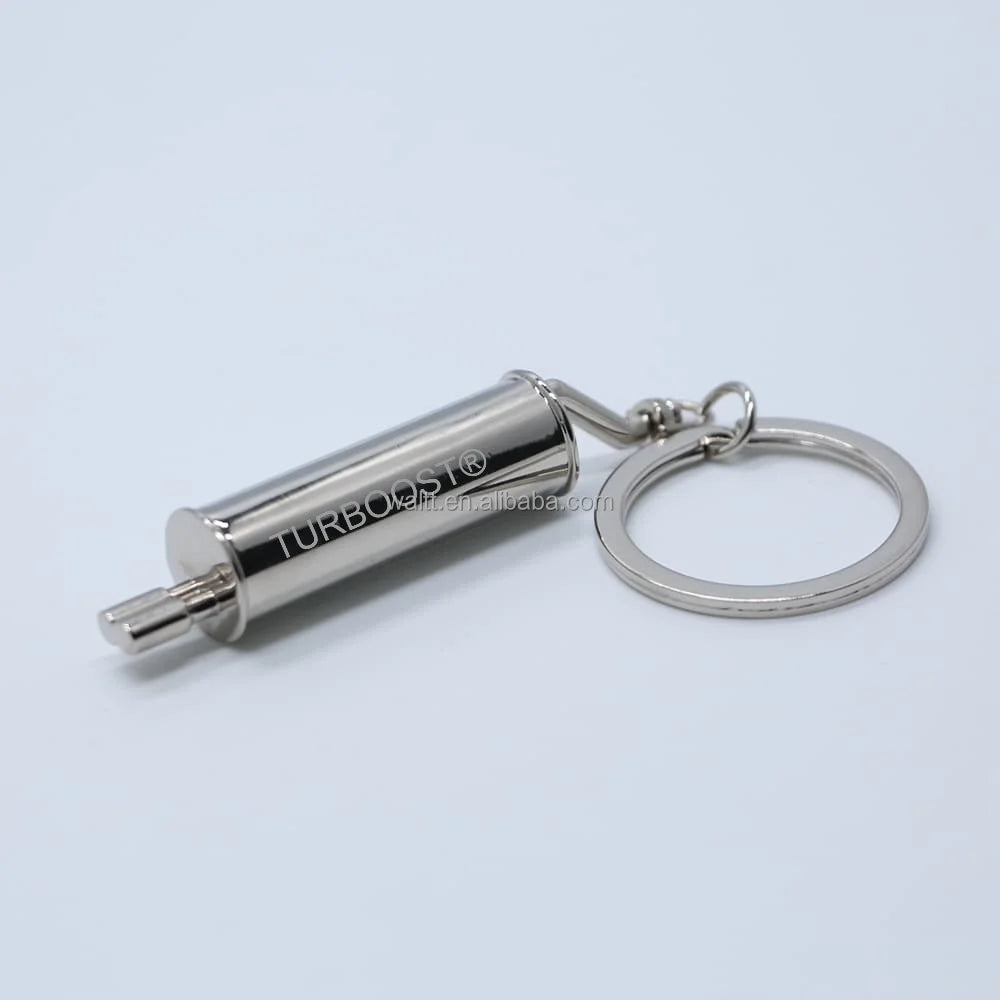 Custom Mini Muffler Exhaust Pipe Keychain - Chrome-Plated Metal Car Model Key Ring/Fob
