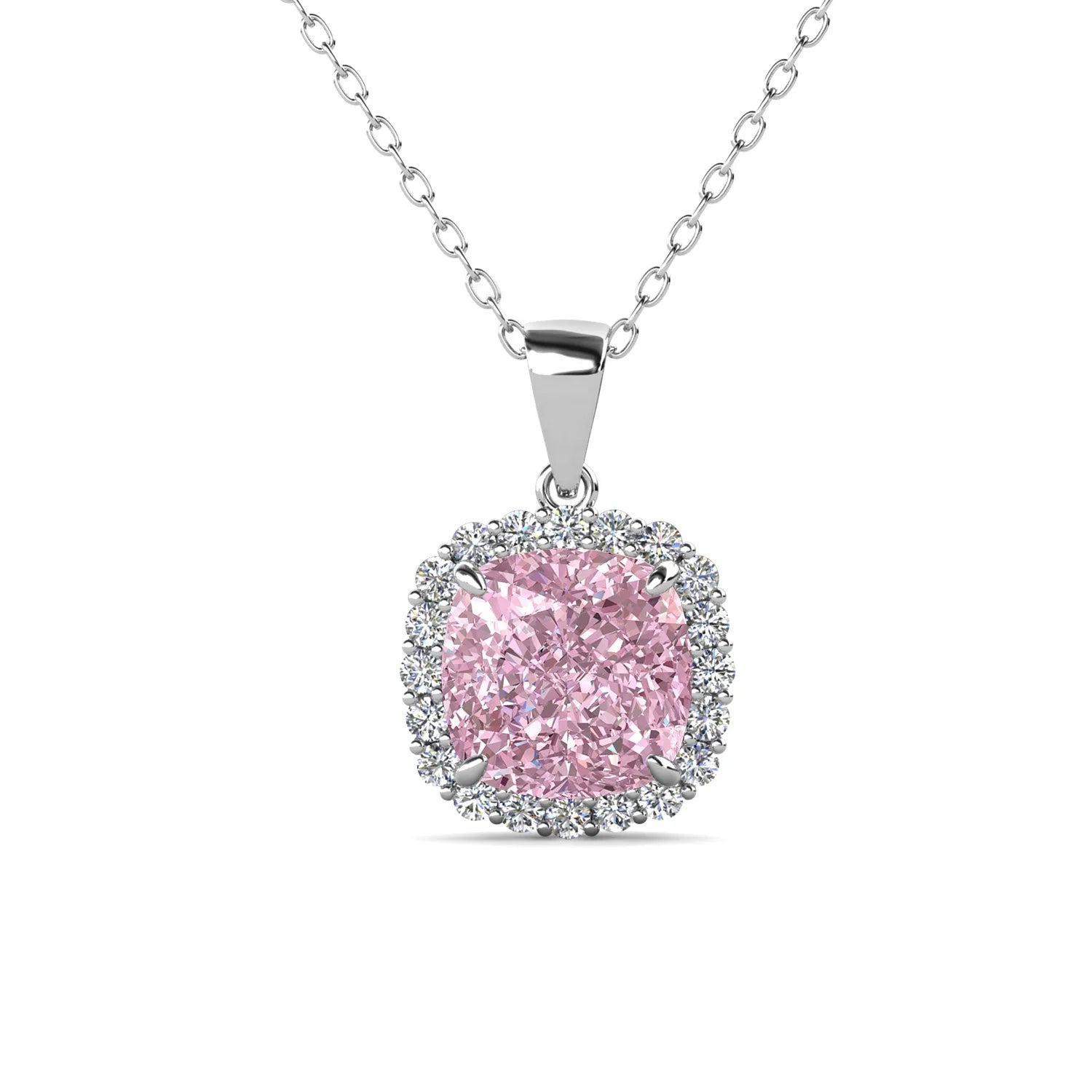 Fine Women Jewelry Accessories Ice Crushed Cubic Zirconia 925 Silver Cushion Cut Halo Pendant Necklace Destiny Jewellery