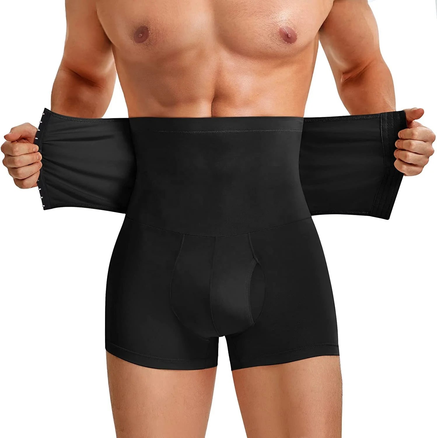 High Waist Nylon Compression Men's Sports Shapewear Vest Breathable Body Shaper Pants Thermal Knitted Features Butt Lifter