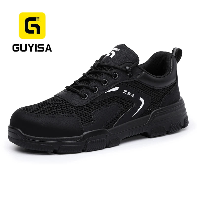 GUYISA Black Color Anti-static Unsex Microfiber Upper Work Safety Shoes with Steel Toe Industrial Safety Shoes MegaBDM