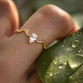 Waterdrop Cubic Zirconia Gold Plated Waterproof Stackable Women Stainless Steel Fashion Rings Jewelry for Women MegaBDM