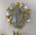 84cm Factory Price European Round Living Room Lotus Leaf Frame Wall Hanging Mirror Flower Home Hanging Decor Dropshipping DDP