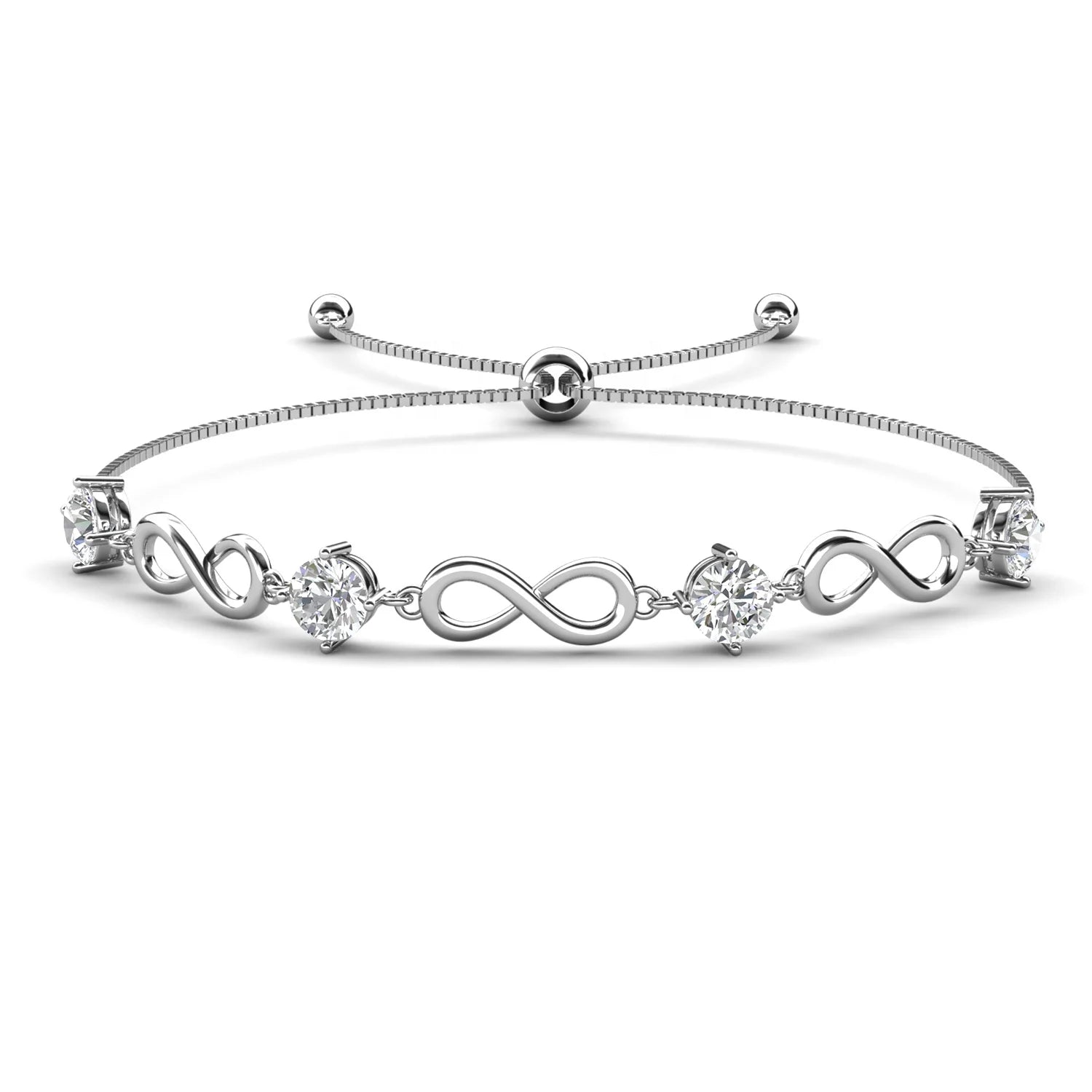 New 925 Sterling Silver Lab Grown VVS 1 Moissanite Diamond Infinity Slider Bracelet for Women Destiny Jewellery