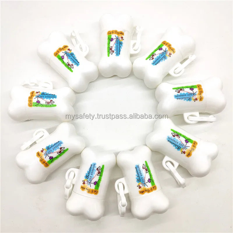 Customized Simple Eco-Friendly Plastic Dog Poop Bag Holder Dispenser Printed Design Reusable Biodegradable Waterproof Durable MegaBDM