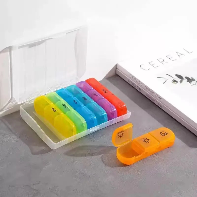 JUXINDA New Best-selling 7-day 21-compartment Rectangle Flexible Black Pill Organizer Storage Box Portable Pill Case Plastic MegaBDM