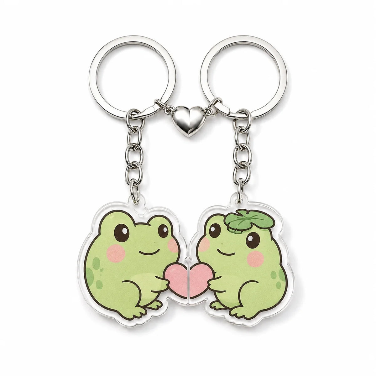 Holographic Acrylic Keychain with UV-printed Digital Photo on a Heart-shaped Magnetic Base. MegaBDM