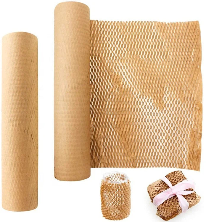 Wholesale Custom Recyclable Brown Honeycomb Kraft Paper Roll Eco-Friendly Craft Paper Wrapping Cushion Packaging