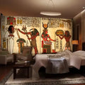 Retro Egyptian Hotel Lobby Sofa Background Wall Paper Arabian Hotel Bedroom Bed Decoration 3d Wallpaper Mural