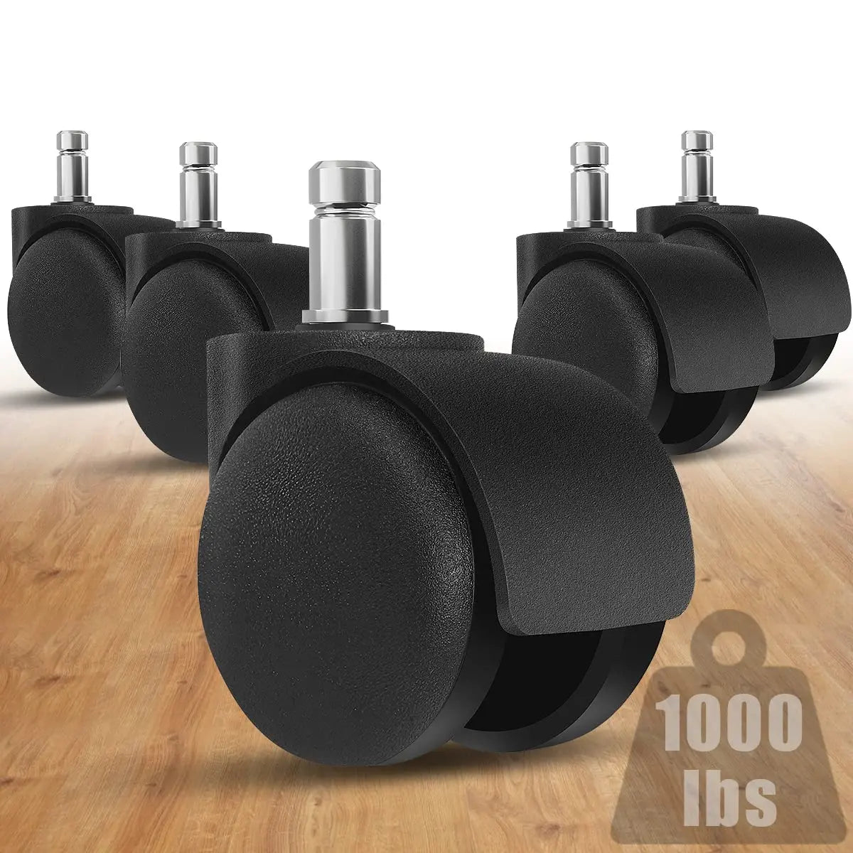 Set of 5pcs 2 Inch Black PP Modern Swivel Casters Wheels 30kg Load Capacity for School Living Room Dining Office Furniture MegaBDM