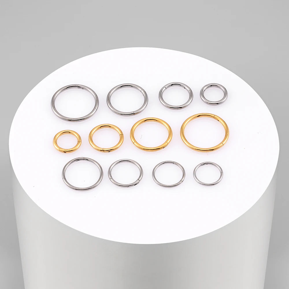 Right Grand Mirror Polish Titanium ASTM F136 Implant Grade Plain Classic Hinged Septum Clicker Nose Rings
