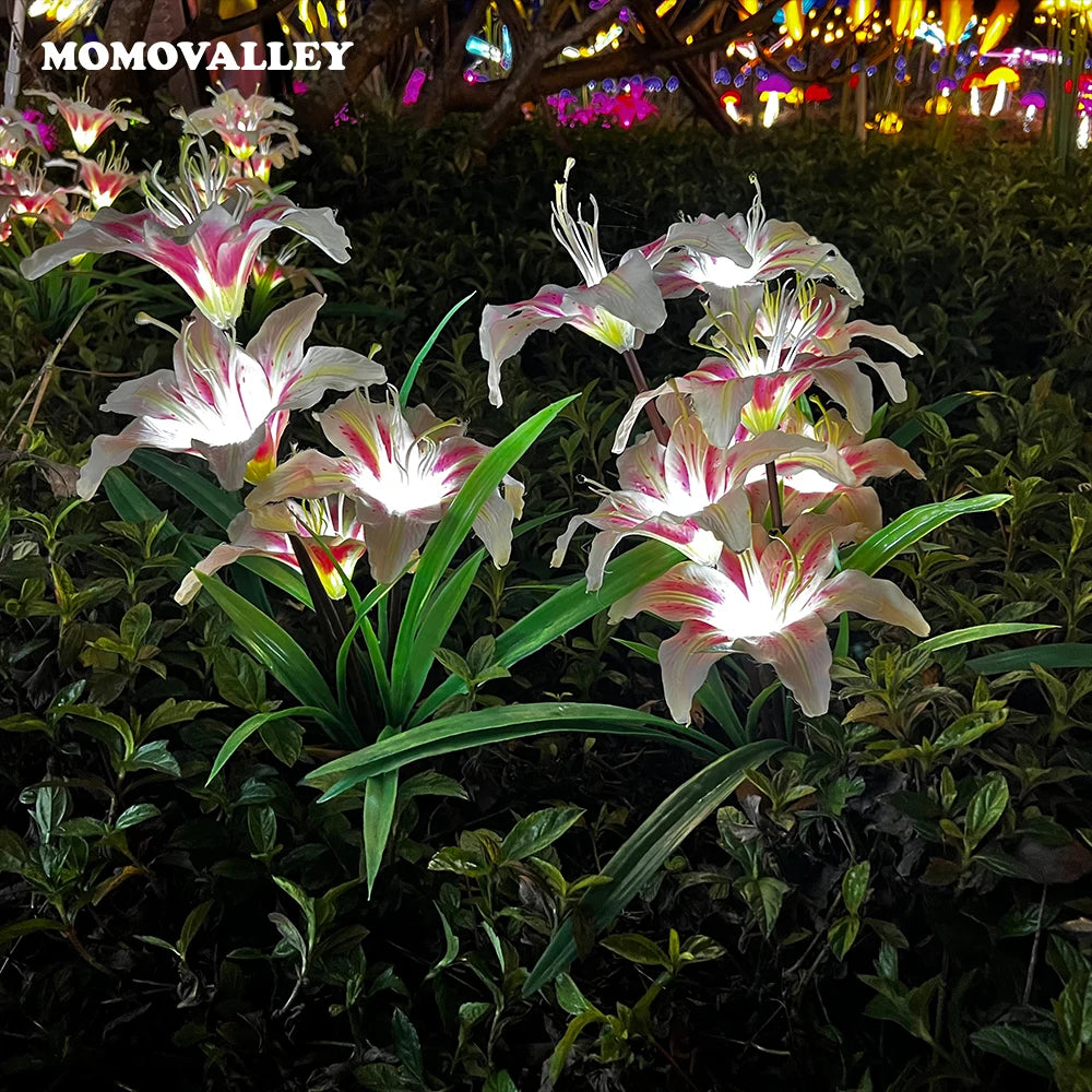 LED white Artificial plastic outdoor and lily flower artificial land scaping lights garden for party event wedding odecorative