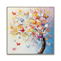 Wholesale Modern Hot Selling Oil Paintings Butterfly Tree Backside Hand-painted Brush Flowers Canvas Art Prints for Art Projects