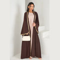2026 EID New Fashion Elegant Open Abaya Dubai Cardigan Kimono Long Sleeve Maxi Dress in Nida Material for Modest Muslim Women