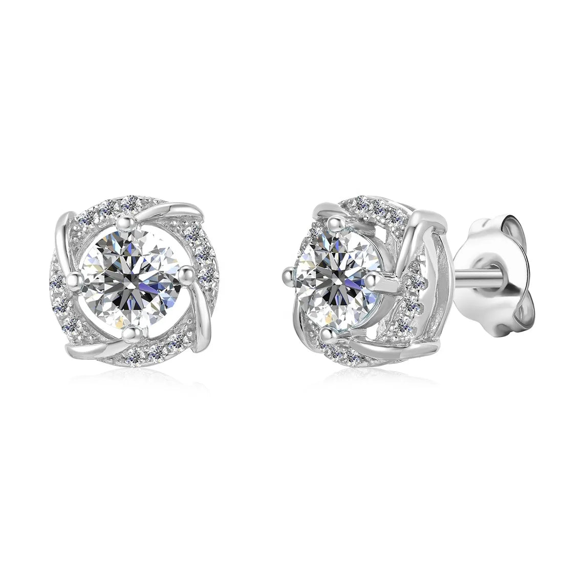 New Hot Selling VVS1 Moissanite Diamond S925 Sterling Silver Love Knot Stud Earrings Jewelry for Women Destiny Jewellery