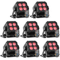 U`King 8Pcs Par Light Mini Square 4x8W Par Lights RGBW 4in1 Stage LED Par Light for Wedding Party Club Disco MegaBDM