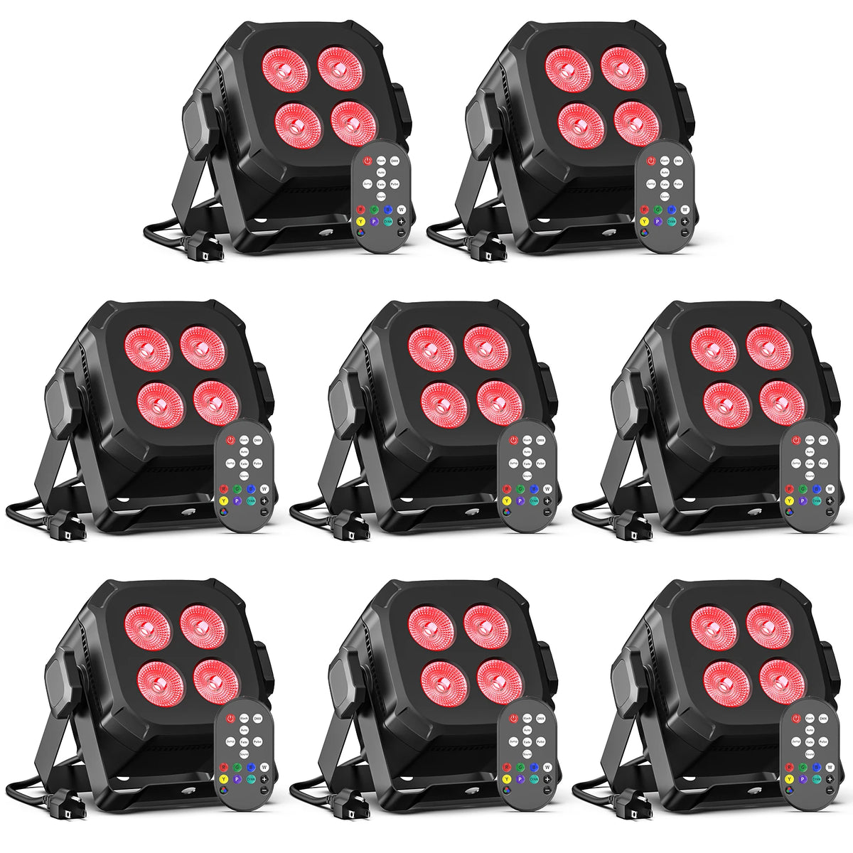 U`King 8Pcs Par Light Mini Square 4x8W Par Lights RGBW 4in1 Stage LED Par Light for Wedding Party Club Disco MegaBDM