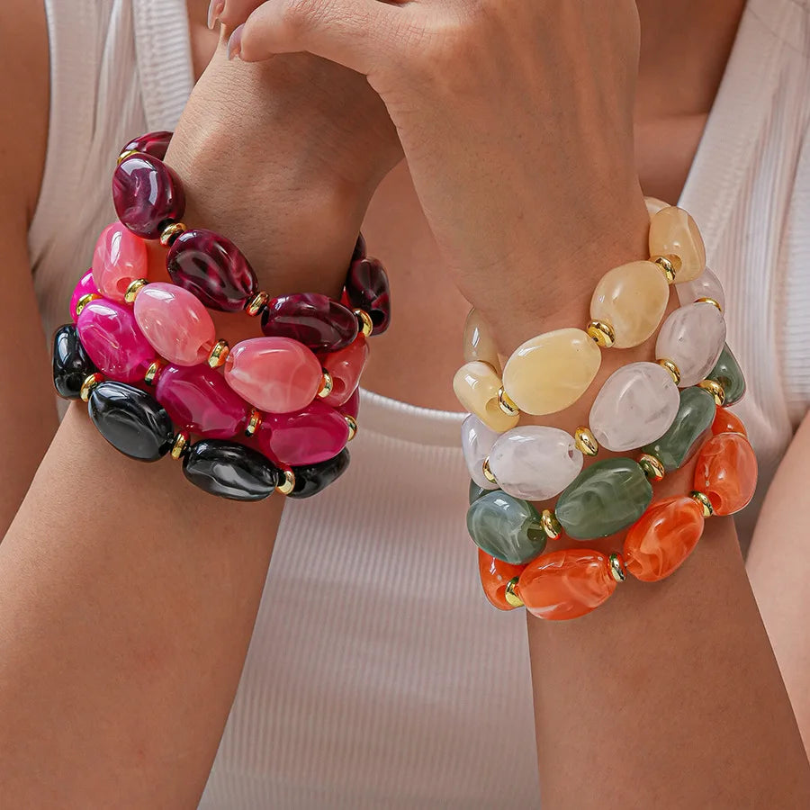 European and American Fashion Acrylic Irregular Oval Beaded Bracelet Personality Exaggerated Niche Temperament Hand Jewelry