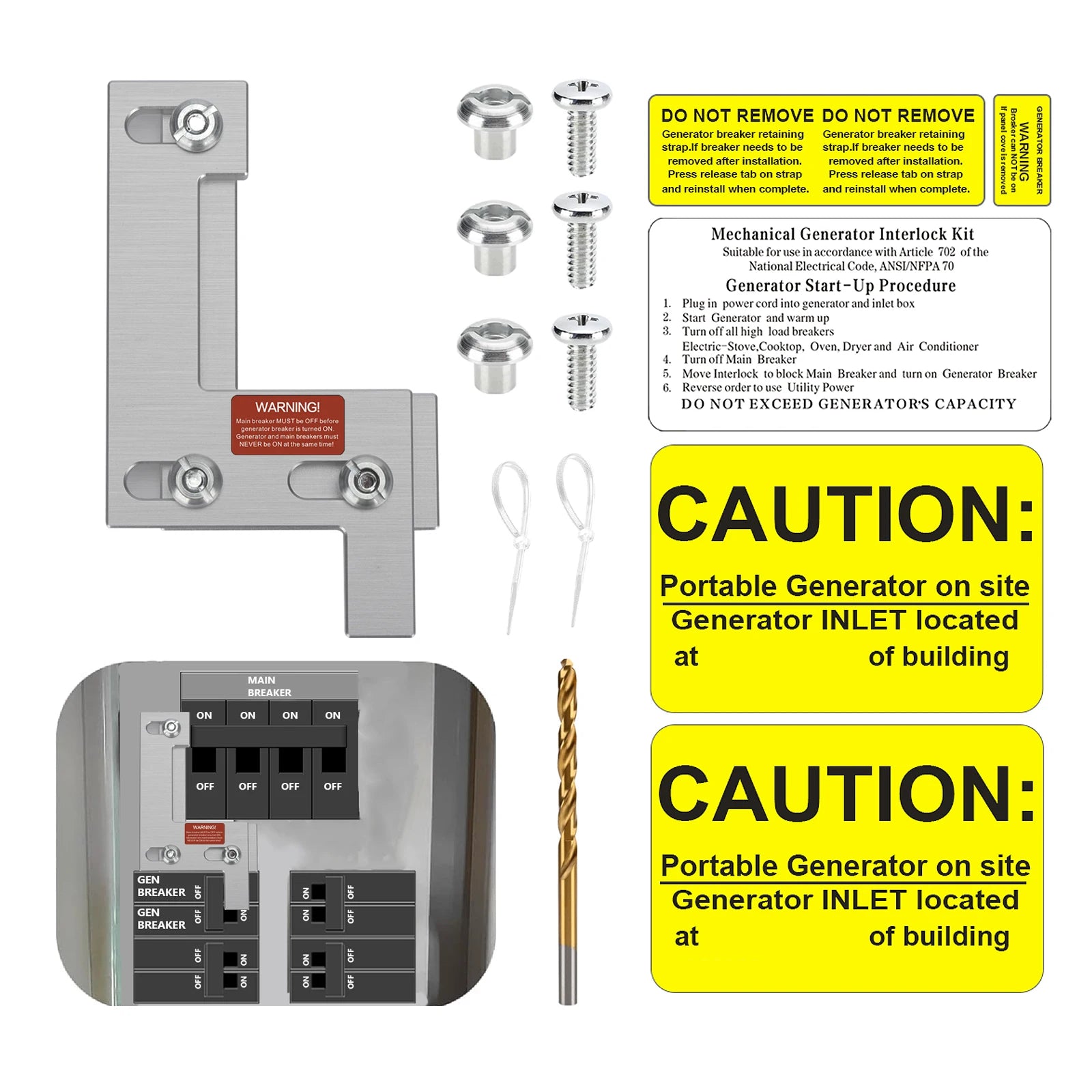 Generator Interlock Kit Suitable Professional Electrical Interlock Kit1 1/4" Spacing Between Main and Branch Breaker (ITE-200A)