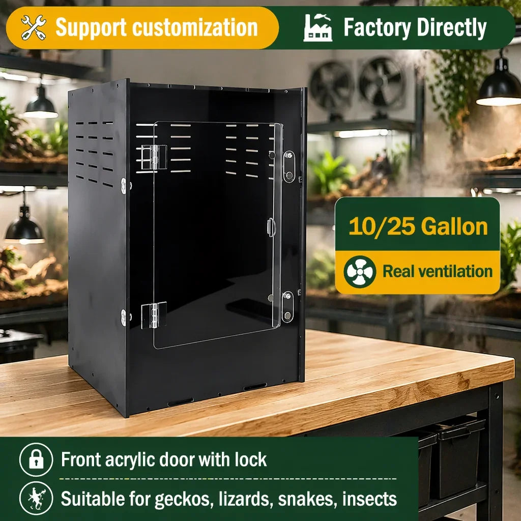 High Transparency Acrylic/PVC Reptile Enclosure with Push-Up Closure Clear Gecko Viewing Terrarium Houses Box MegaBDM