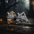 Viking Golden Wolf Head Unisex Ring in Titanium Steel Men's Hip Hop 316L Stainless Steel Ring with Personality Jewelry Use