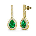 100% 925 Sterling Silver Vivid Green Emerald Wedding Bridal Teardrop Stud Earrings Fine Jewelry for Women Destiny Jewellery