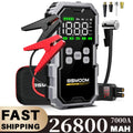 150PSI Air Pump Car Battery Emergency Boosters ,7000A/1500A PEAK Car Jump Starter Power Bank ,Portable Starting Device Car Starter New,Cars with USB Ports And LED Flashlight, 26800mAh/21800mAh Portable Car Jump Starter, Battery Jump Starter