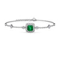 New Sterling Silver 925 Lab Created Gemstone Luxury Green Halo Emerald Women Bracelet Fine Jewelry for Women Destiny Jewellery