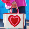 Wholesale Valentine's Handbag Large Cute Summer Beach Tote Bag Embroidery Heart Women's Tote Bag MegaBDM