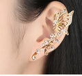 Fashion Women Girl Classic Alloy Gold Jewelry Silver and Crystal Butterfly Clip-On Right Single Left Earring