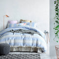 New Grade a Blue Striped Pattern Duvet Cover Simple Style Bed Cover Linen Bedspread Set 4 Pieces Home Bedding Set MegaBDM