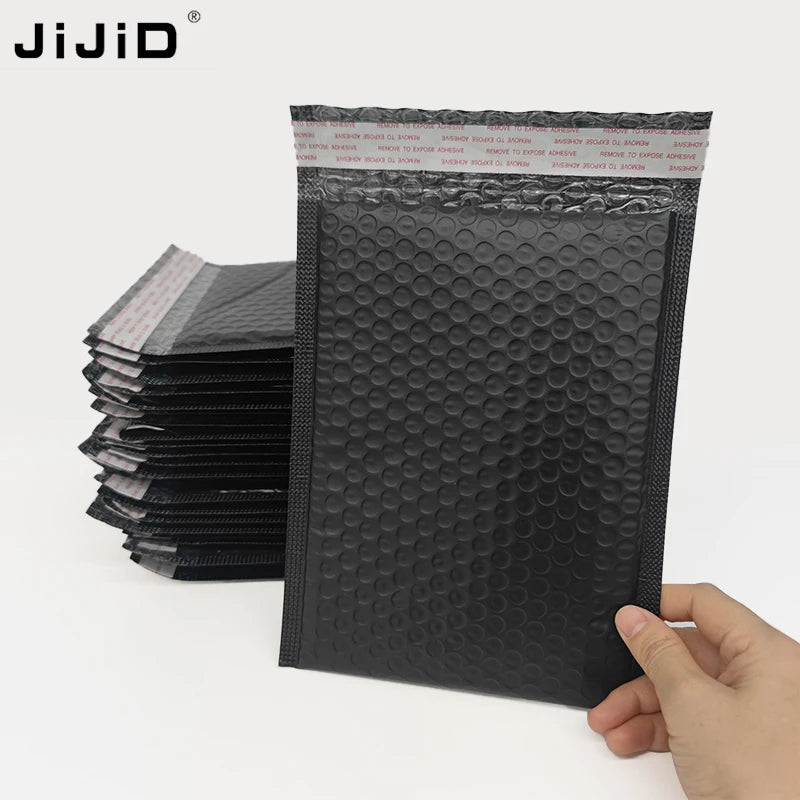 JIJID Black Matte Bubble Padded Envelope Bubble Air Wrap Polymailer Bags Custom Bubble Mailers for Shipping Packaging
