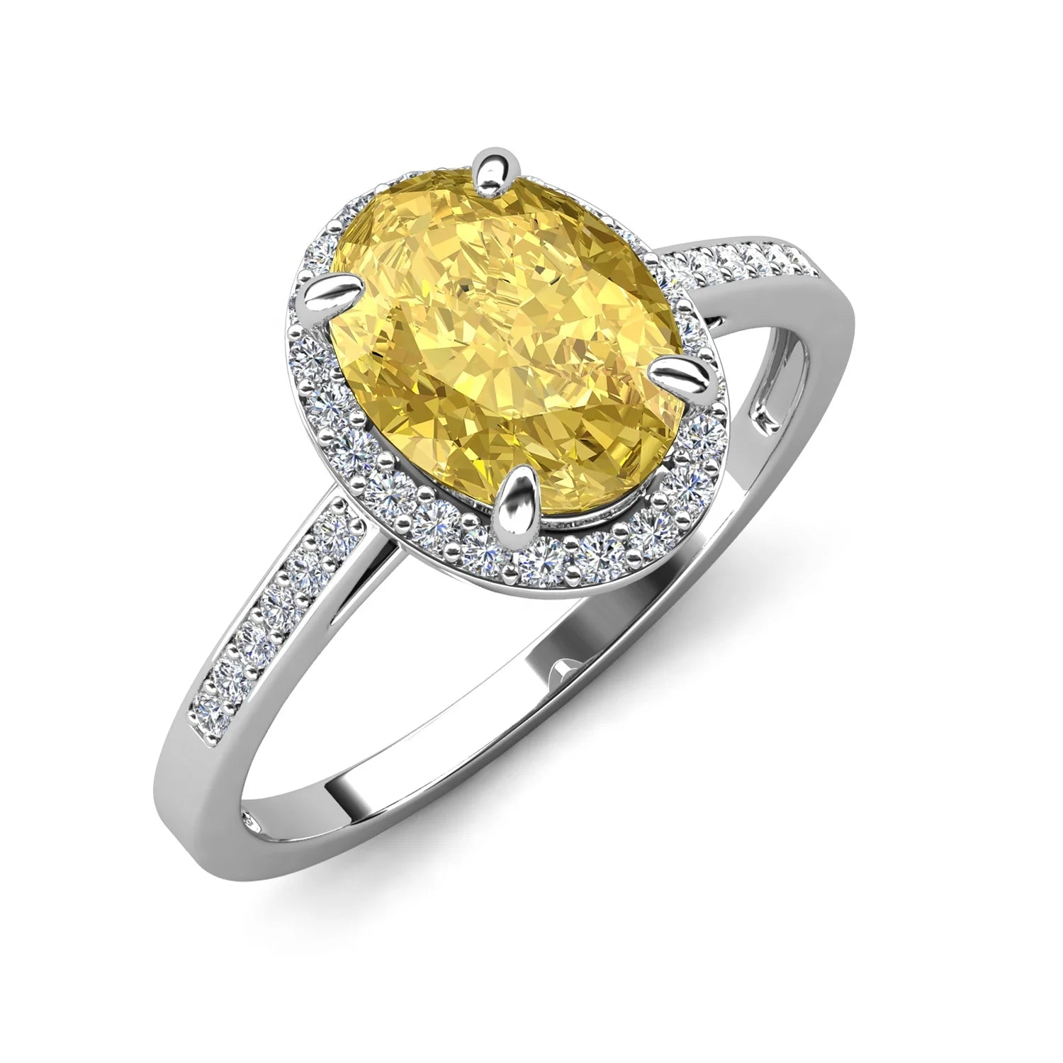 2023 Yellow Crushed Ice Stone Bijoux Femme Jewelry Sterling Silver 925 Halo Oval Cut Wedding Ring for Women Destiny Jewellery