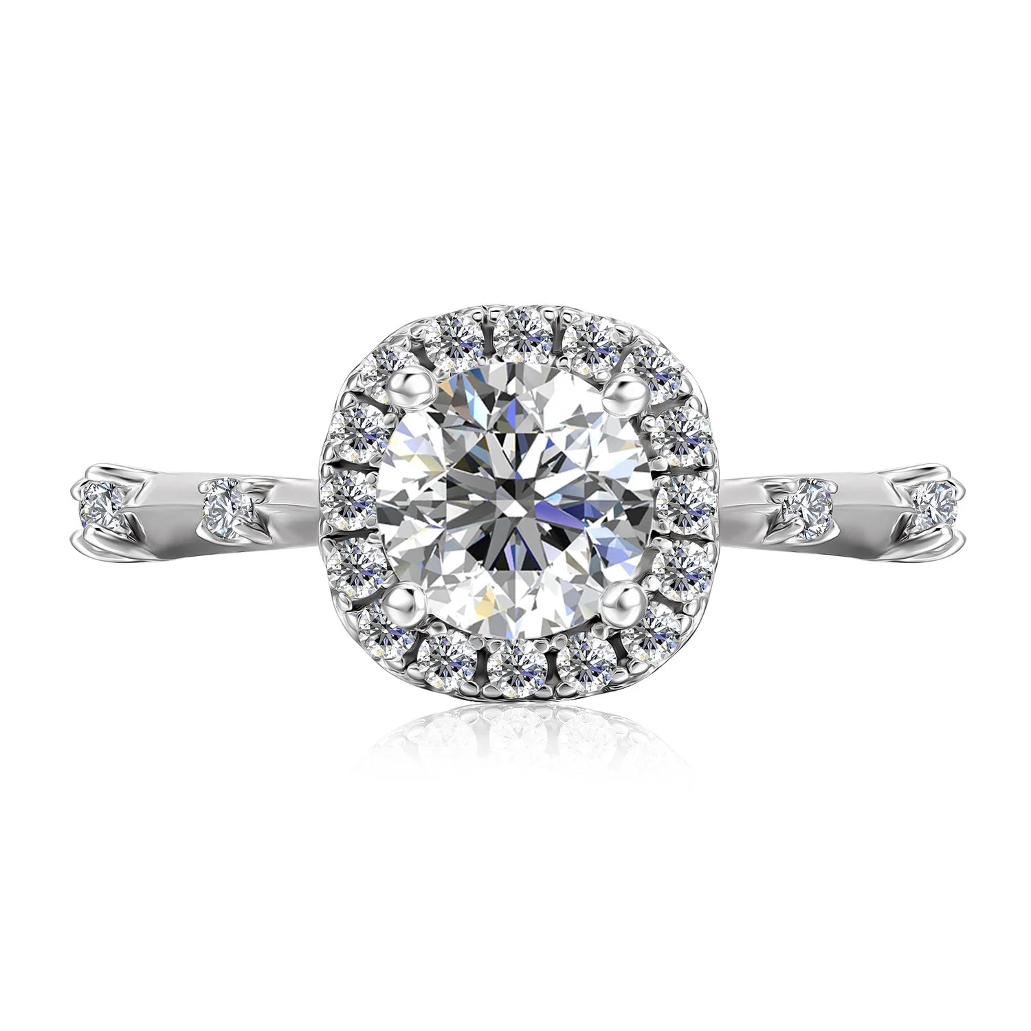 D Color Moissanite Diamond Jewelry With Certificate 925 Sterling Silver Square Halo Wedding Engagement Ring Destiny Jewellery