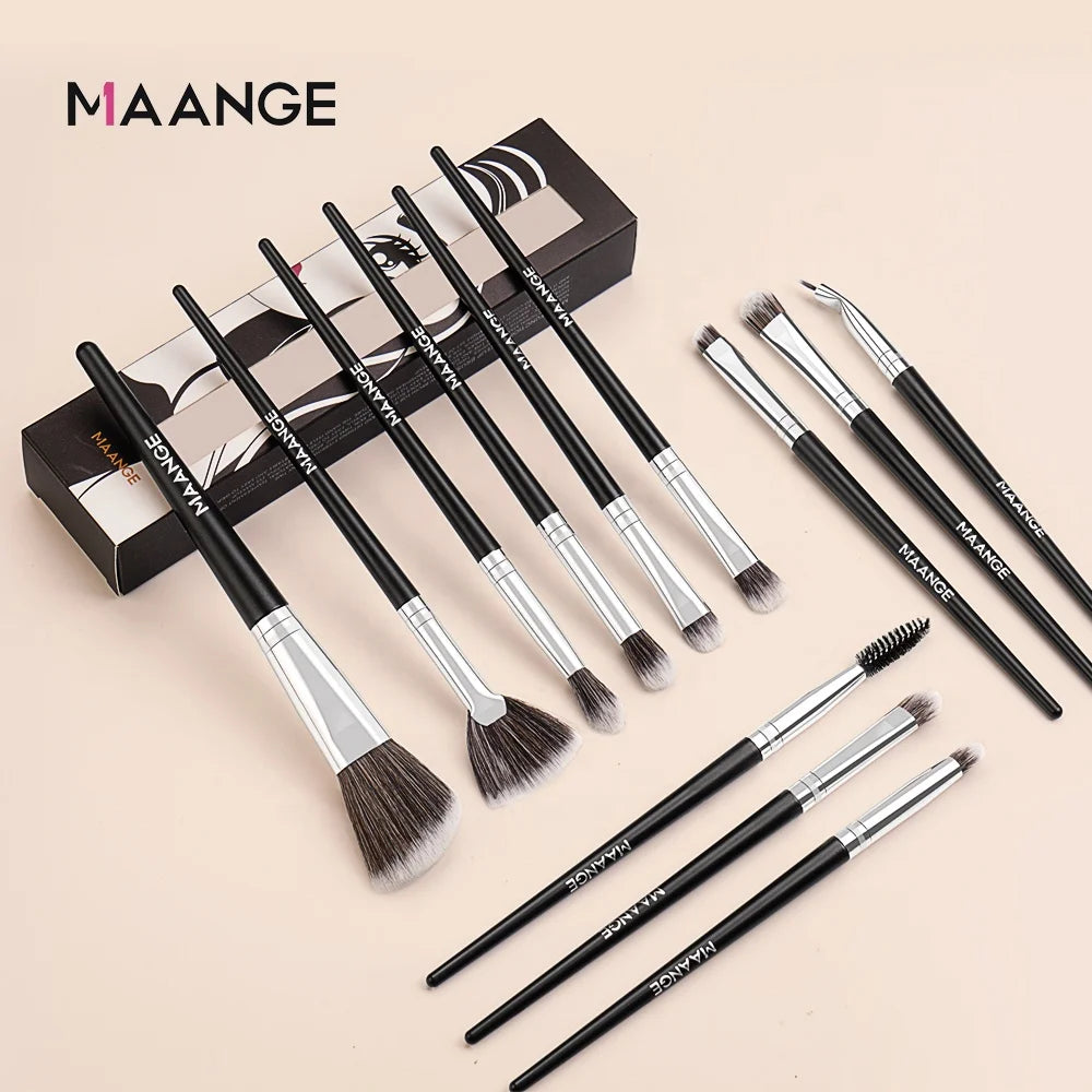 MAANGE Factory Price Wholesale Custom 12pcs Professional Eye Makeup Brush Set with Package Box