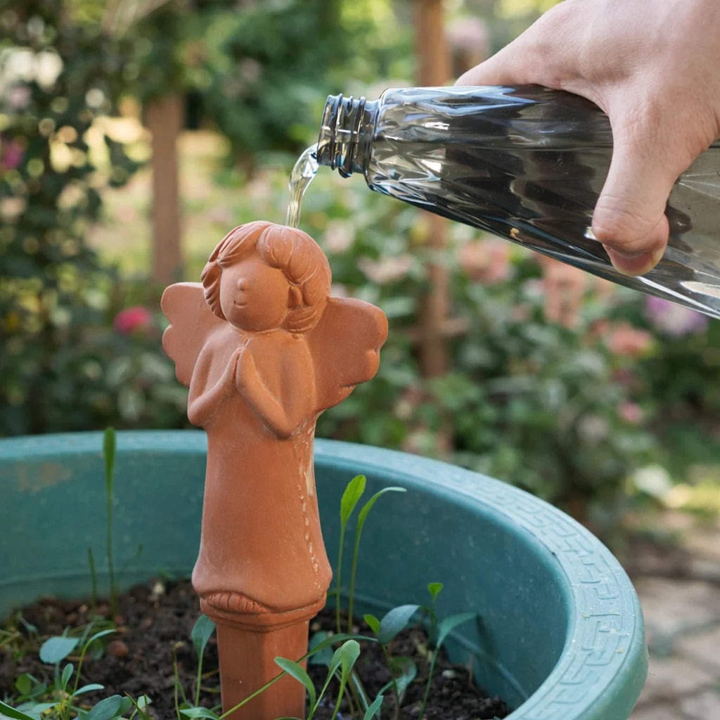 Terracotta Angel Plant Watering Spike Self Watering Plant Irrigation Spike Clay Watering Stake for Garden Pots MegaBDM