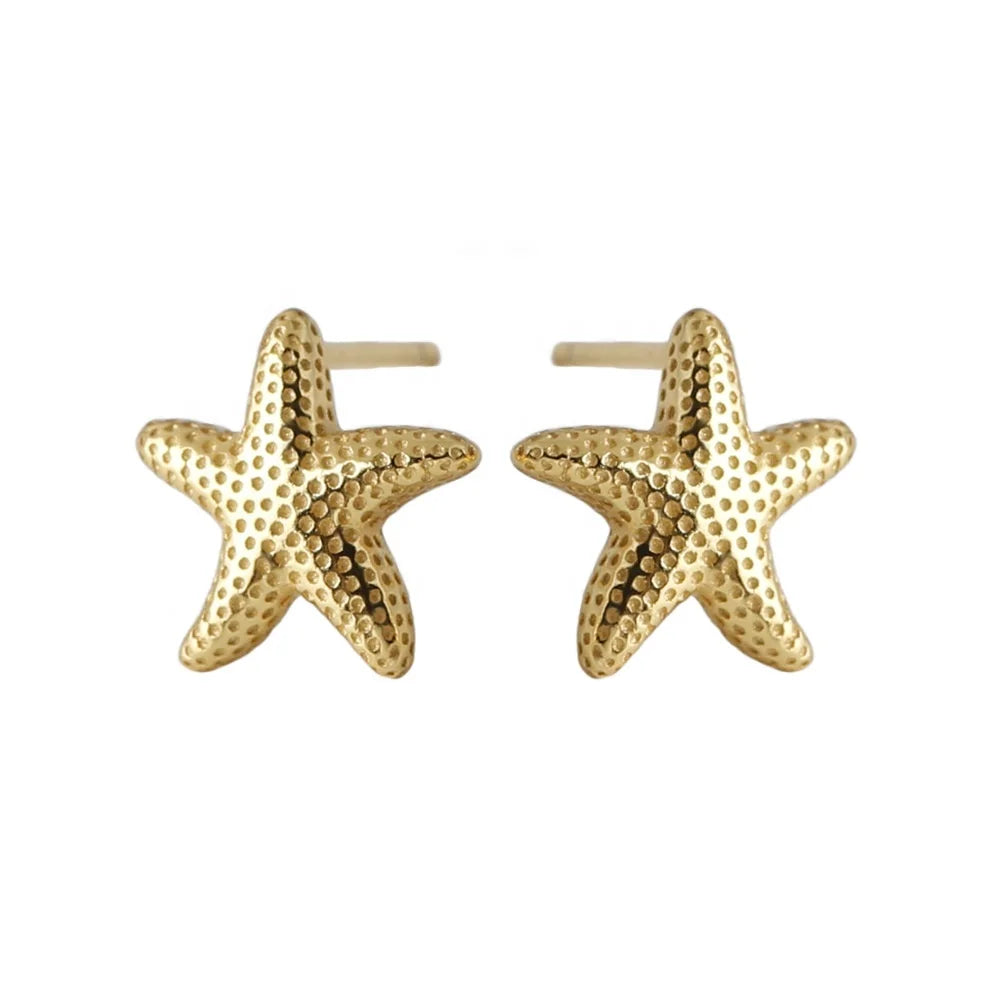 nagosa beach summer jewelry 925 sterling silver 18k gold vermeil texture starfish studs earring women gift