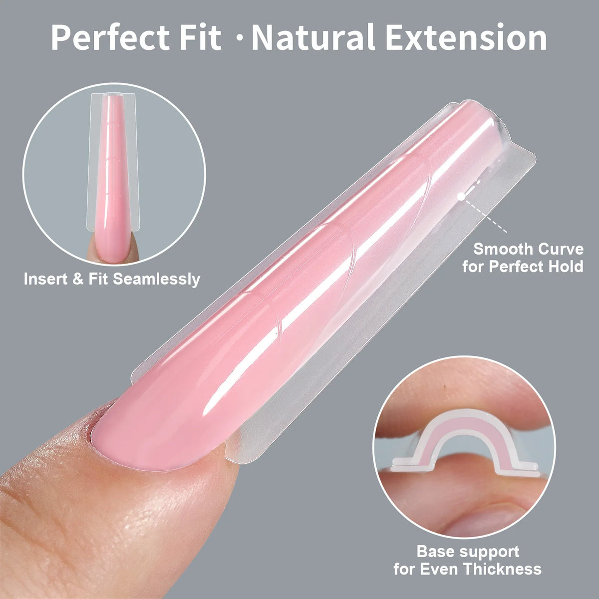 OEM/ODM 256pcs Sandwich Nail Forms 4 Shapes Almond Square Coffin Stiletto Custom Logo Nail Extension Forms Top & Bottom MegaBDM
