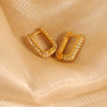 Trendy Gold Square Huggie Earrings with Full Cubic Zirconia Sparkling Daily Wear Earrings for Women