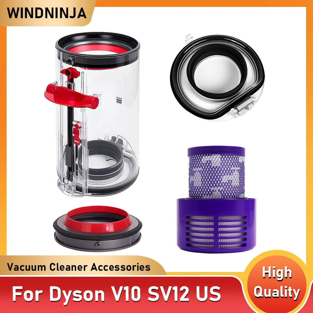 Upgraded Canister Replacement for Dyson V10 US SV12 Vacuum Cleaner HEPA Filter Dust Bucket Dust Bin Lid Fixed Dust Cup