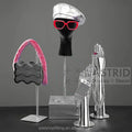Modern Eco-Friendly Black Velvet Head Mannequin Cap Hat Hair Wig Display Stand for Retail Store